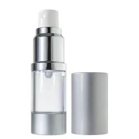 .34 oz / 10 ml Silver Matte Refillable Airless Spray Bottle (2 Pack)