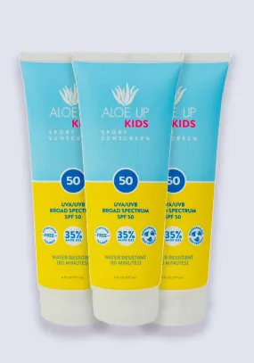 Aloe Up Sport Kids Sun Lotion SPF 50 180ml - 3 Pack Saver