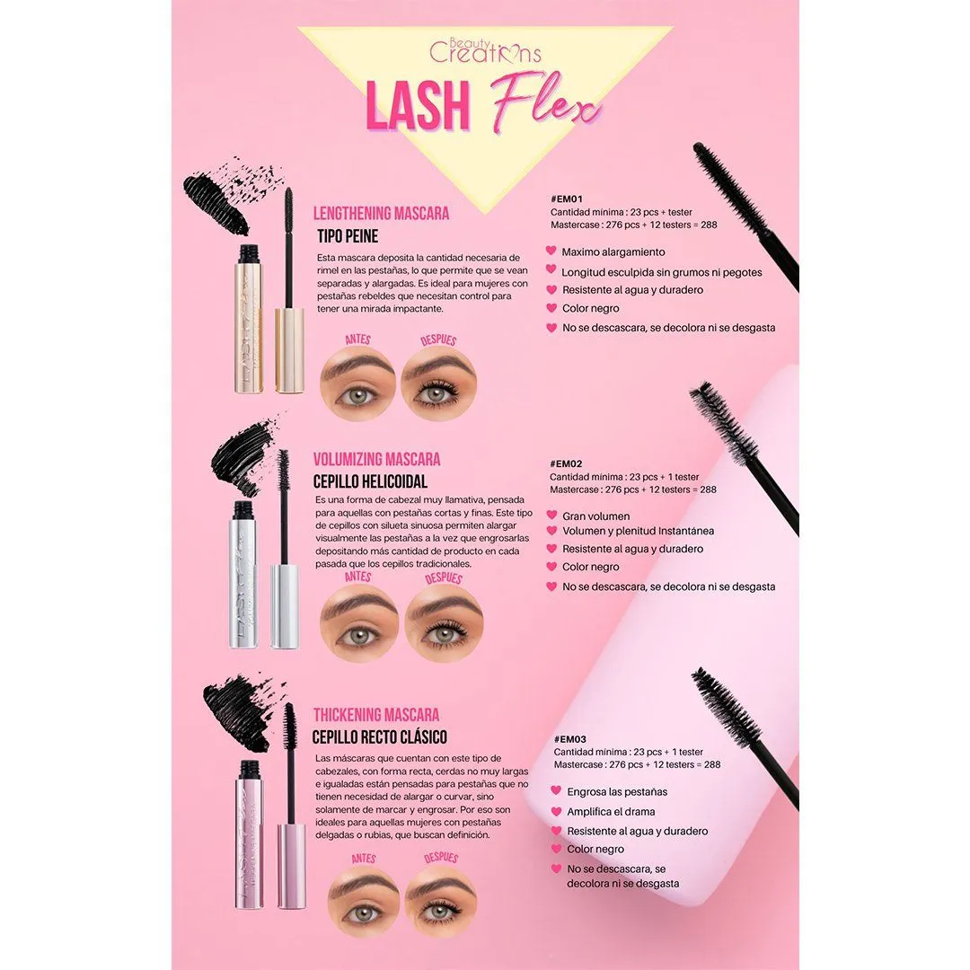 Beauty Creations Lash Flex Thickening Mascara - Wholesale Display 23 Units   1 Tester (EM03)