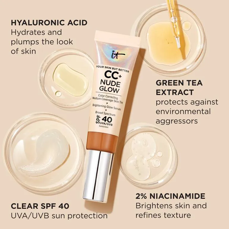 CC  Nude Glow Lightweight Foundation   Glow Serum with SPF 40 - It Cosmetics