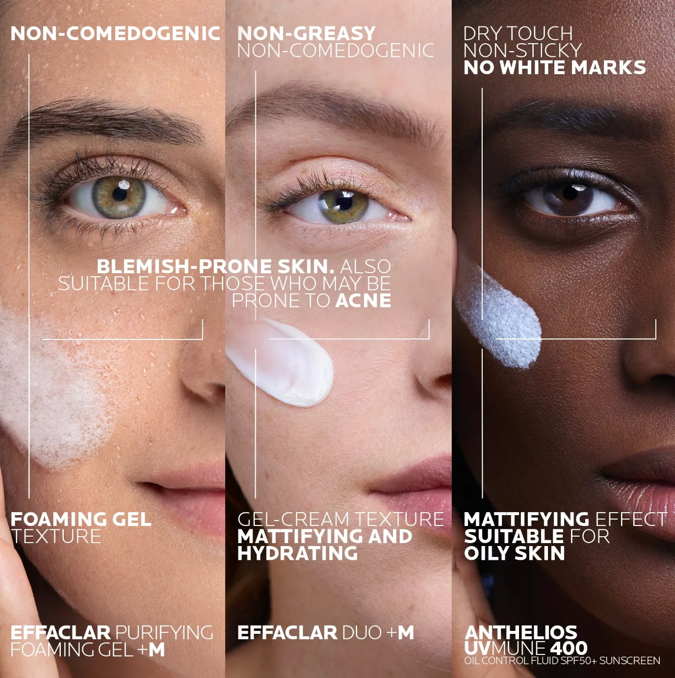 La Roche-Posay Breakout-Fighting Set- Medium Strength: Effaclar Cleanser, Corrective Care and SPF50 