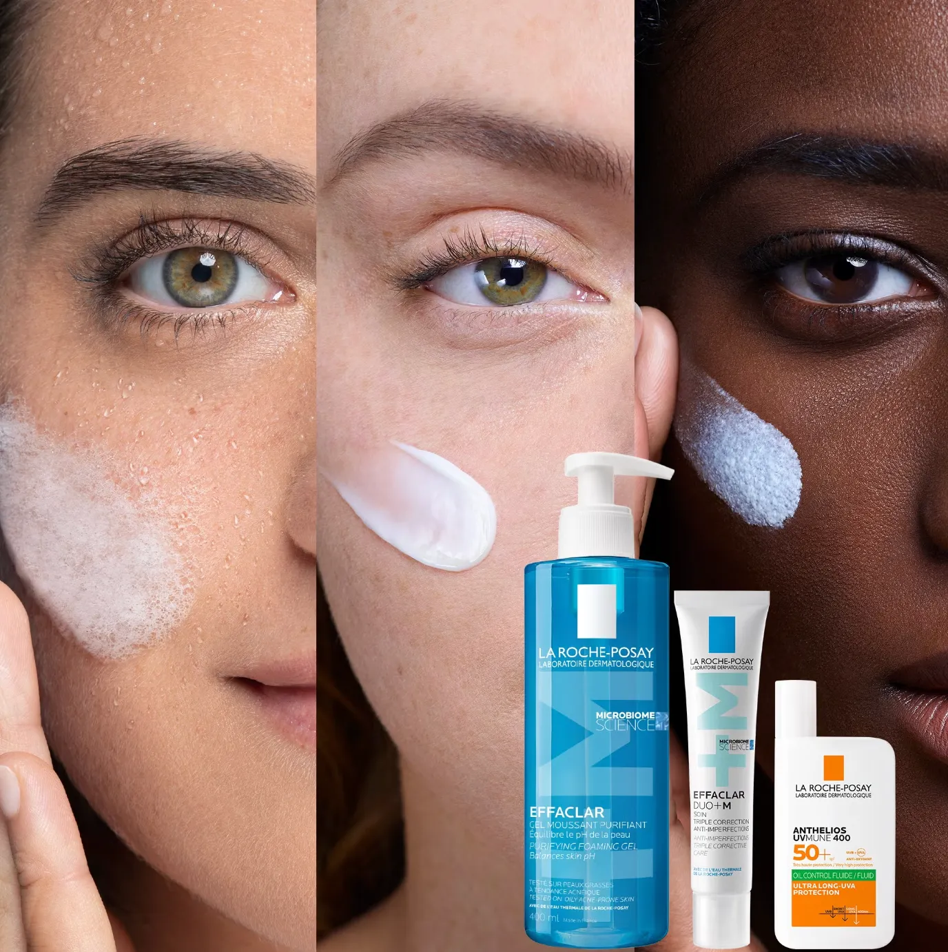 La Roche-Posay Breakout-Fighting Set- Medium Strength: Effaclar Cleanser, Corrective Care and SPF50 