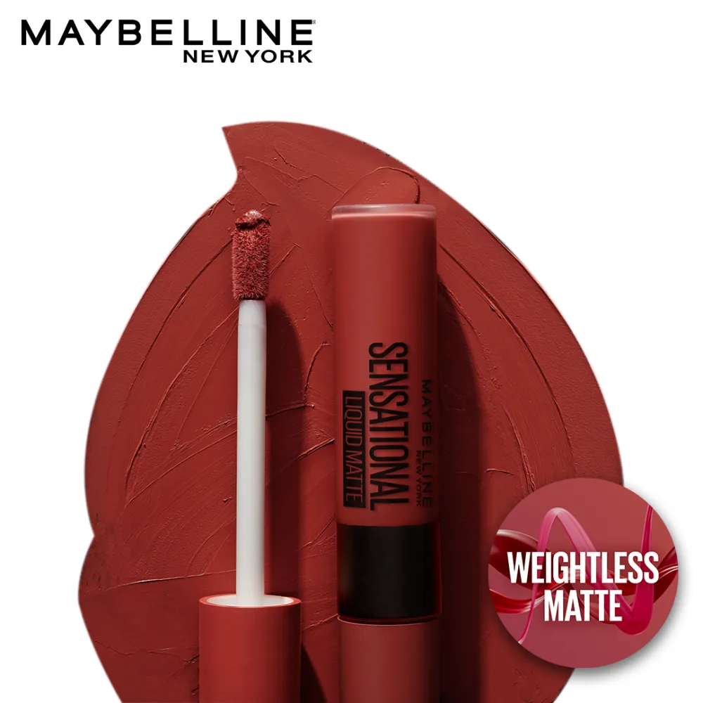Maybelline New York Sensational Liquid Matte Lipstick, 24 Touch of Spice, 7ml - Liquid Lipstick Shades Delivering Intense Matte Color Effect