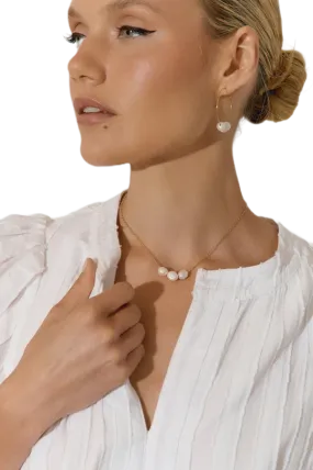 Pearl Panel Fine Short Necklace Silver/Cream