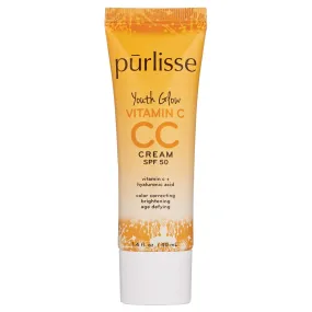 purlisse Youth Glow Vitamin C CC Cream SPF 50: Cruelty-Free & Clean, Paraben & Sulfate-Free, Full Coverage, Hydrates with Hyaluronic Acid | Fair 1.4oz