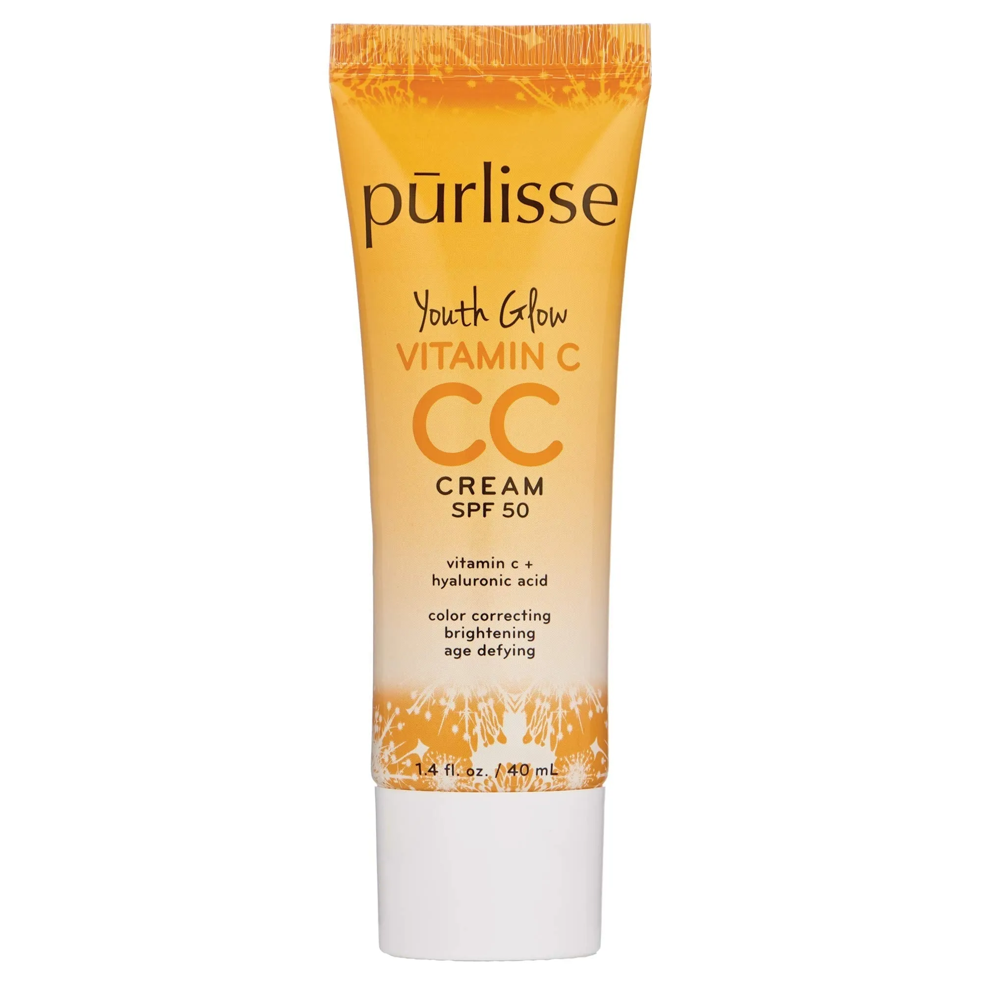 purlisse Youth Glow Vitamin C CC Cream SPF 50: Cruelty-Free & Clean, Paraben & Sulfate-Free, Full Coverage, Hydrates with Hyaluronic Acid | Fair 1.4oz