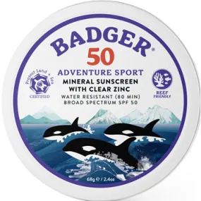 SPF 50 Adventure Sport Tin 2.4 oz by W. S. Badger